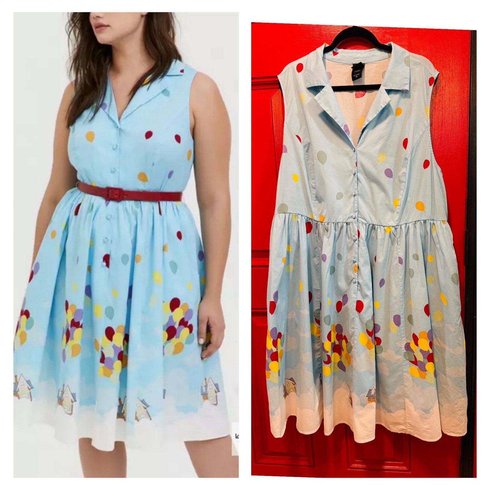 No Belt Torrid Size 28 Disney Pixar Up Balloons Retro Swing Dress W/Pockets